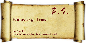 Parovsky Irma névjegykártya